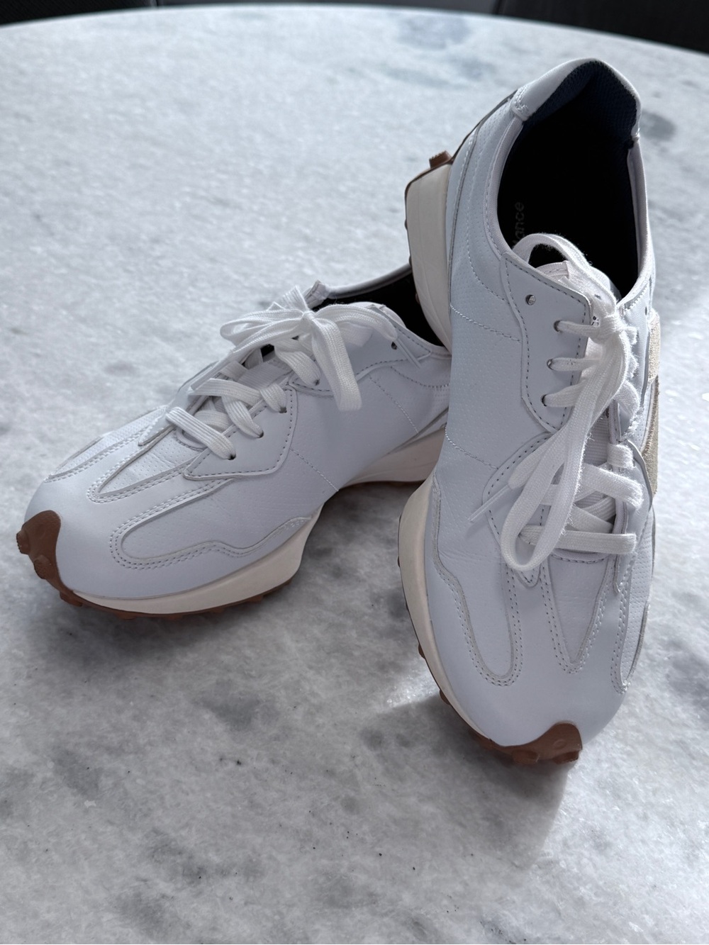 New Balance White Sneakers with Gum Accents